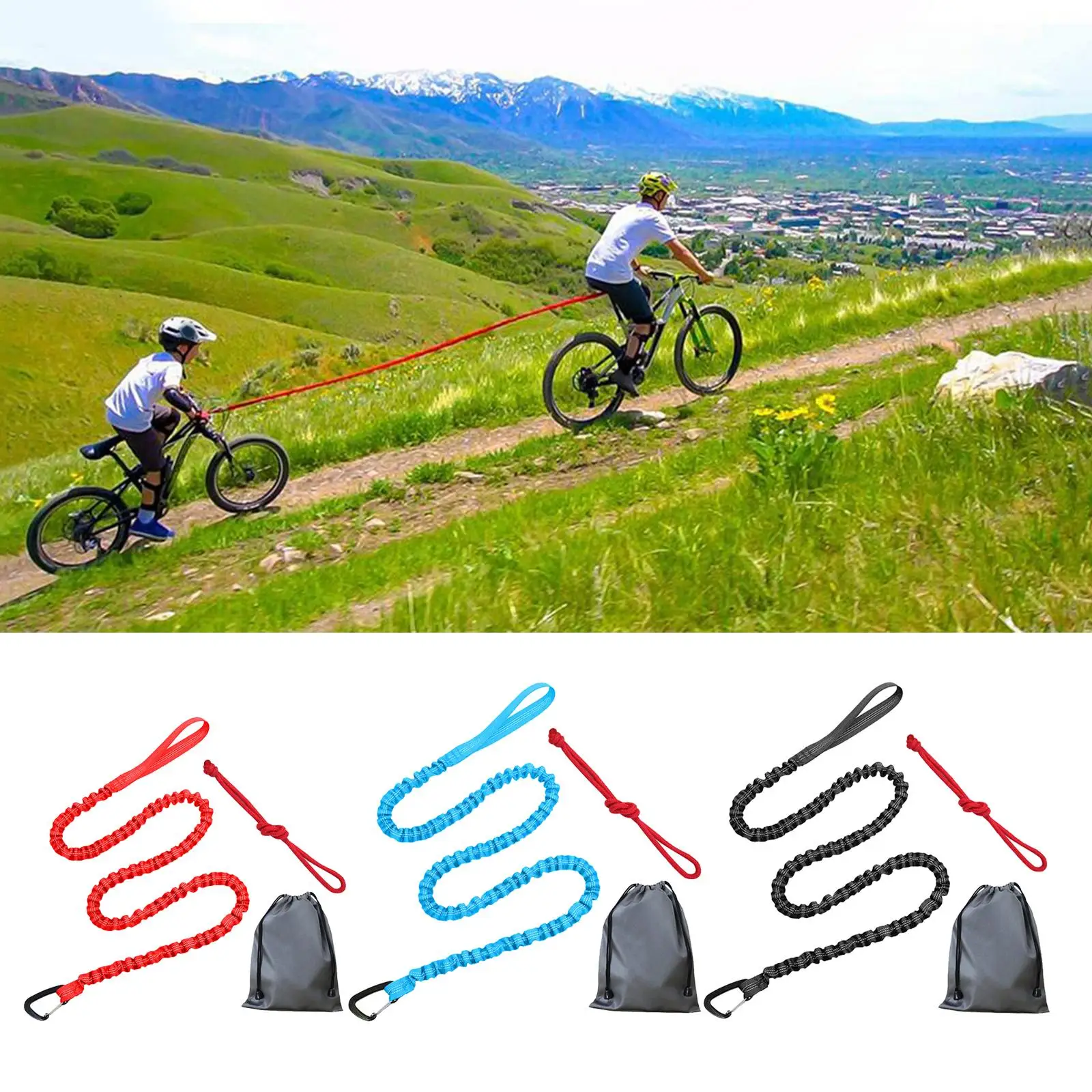 Bike Tow Rope for Mountain Bungee Cord MTB Trailer Road Pull Strap