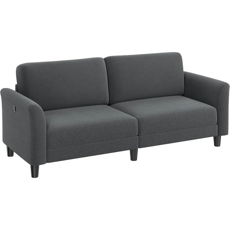 home.67 "W أريكة قماش الأريكة 2 مقاعد أريكة Loveseat مع منافذ شحن USB أريكة منجدة غرفة المعيشة مكتب غرفة نوم