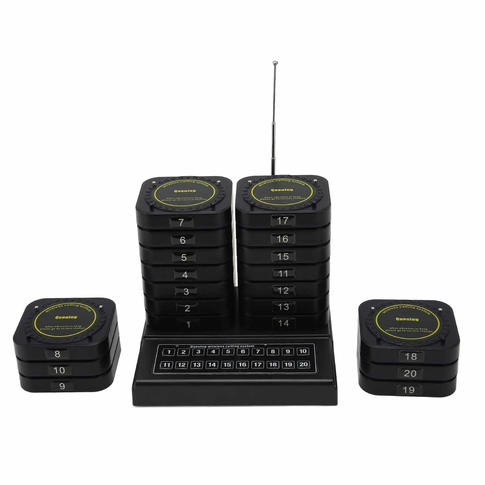 Wireless Calling System 1 Host Controls 20 Pager Calling Pager System for Restaurants 100V‑240V new