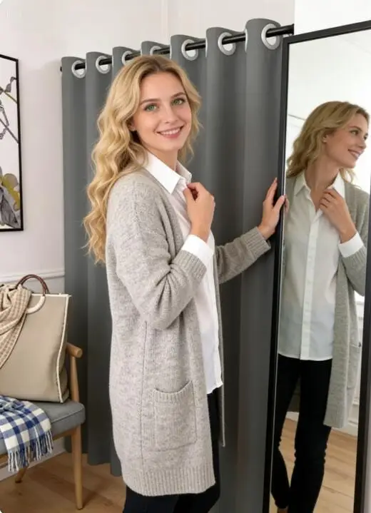 

Clothing store fitting room Clothing store changing room fitting room shelf corner L-shaped fitting room