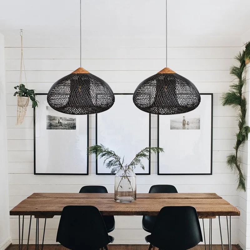 Chandelier, Japanese restaurant, chandelier, custom homestay, tea room, Zen, vintage, rattan, hand-woven lamp