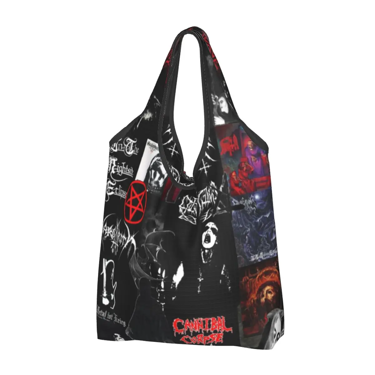 

Mayhem Death Metal Reusable Shopping Grocery Bags Foldable Eco Bag Eco-Friendly Lightweight