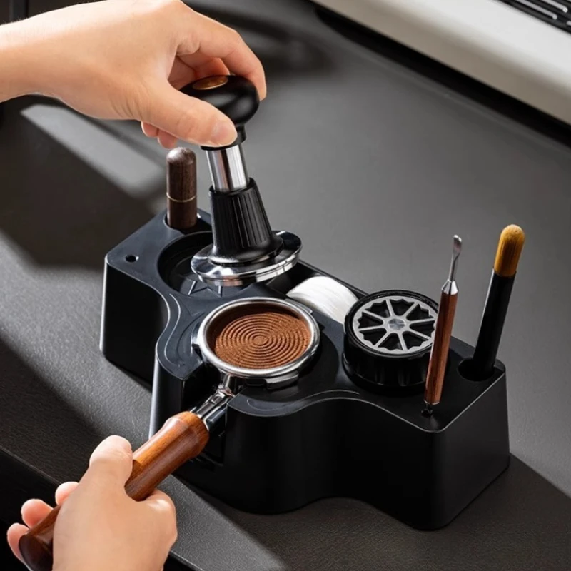 

1pcs Black Espresso Tamping Station Non Slip Tamper Station Base Multifunction Coffee Filters Holder for 51/53/58mm Handle Use