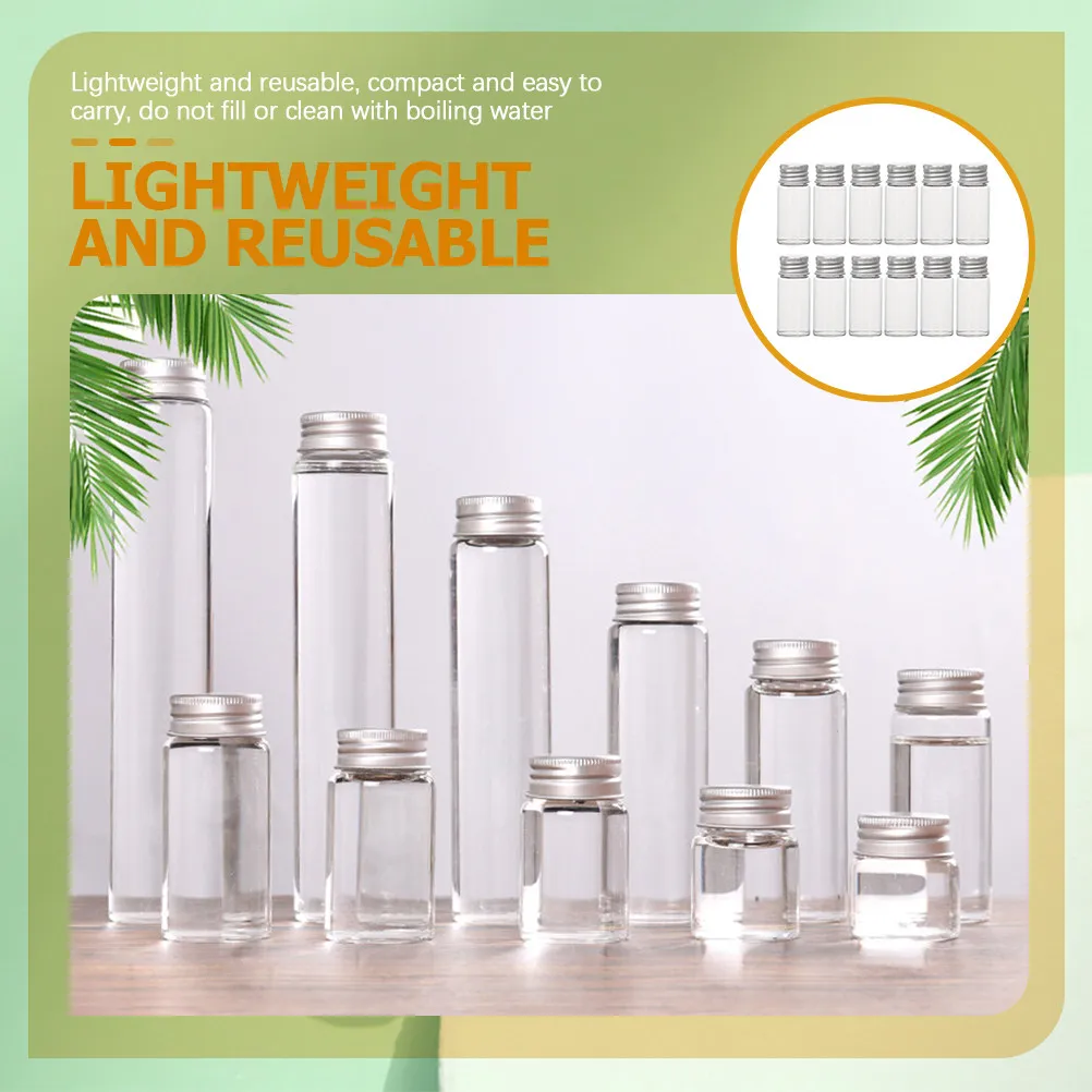 

12Pcs Glass Reagent Bottles 10Ml Laboratory Sample Containers Leakproof Aluminum Cap Cylinder Shape for Chemical Liquid Storage