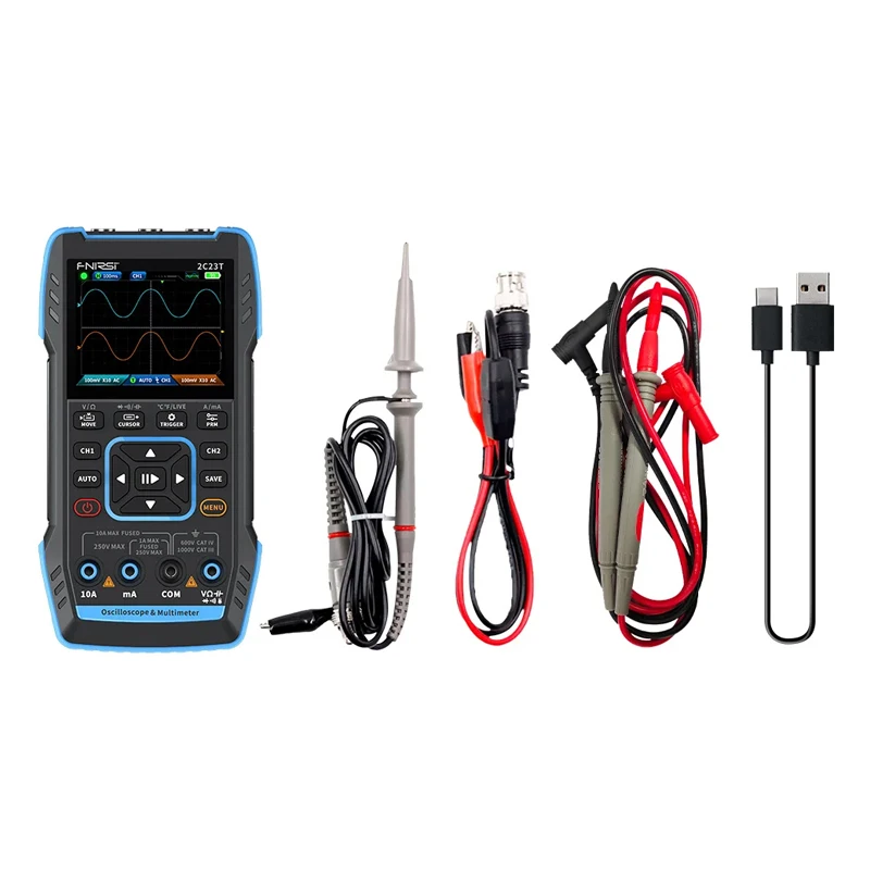 WGZX FNIRSI  2C23T Handheld Digital Oscilloscope Multimeter + Function Signal Generator  3IN1 Dual Channel 10MHZ*2 50MS/s