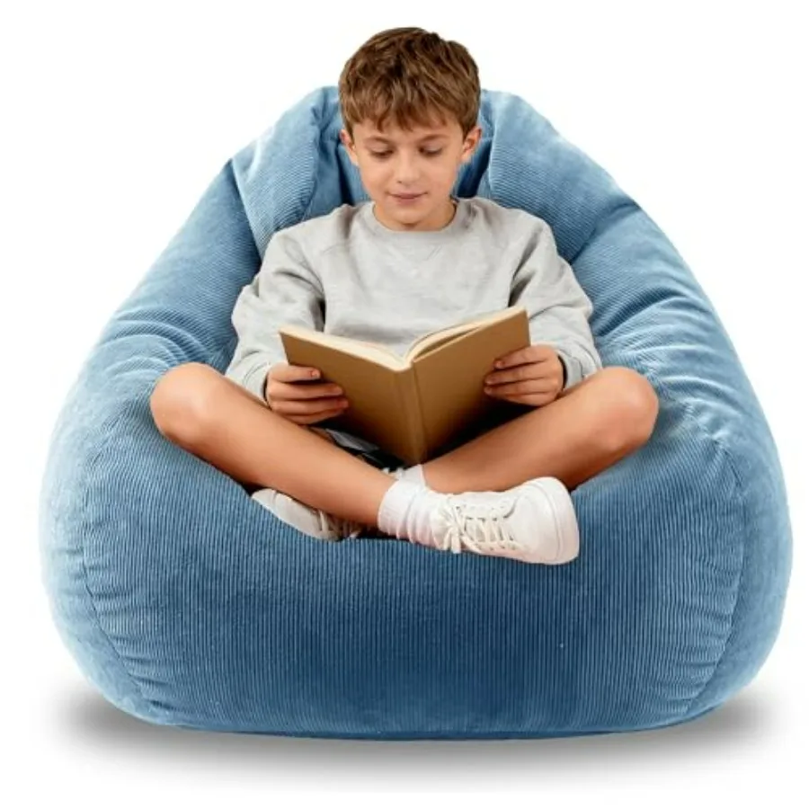 

Round Bean Bag Chair for with Memory Foam Filling in Soft Gray for Reading and Gaming in Living Room or Bedroom