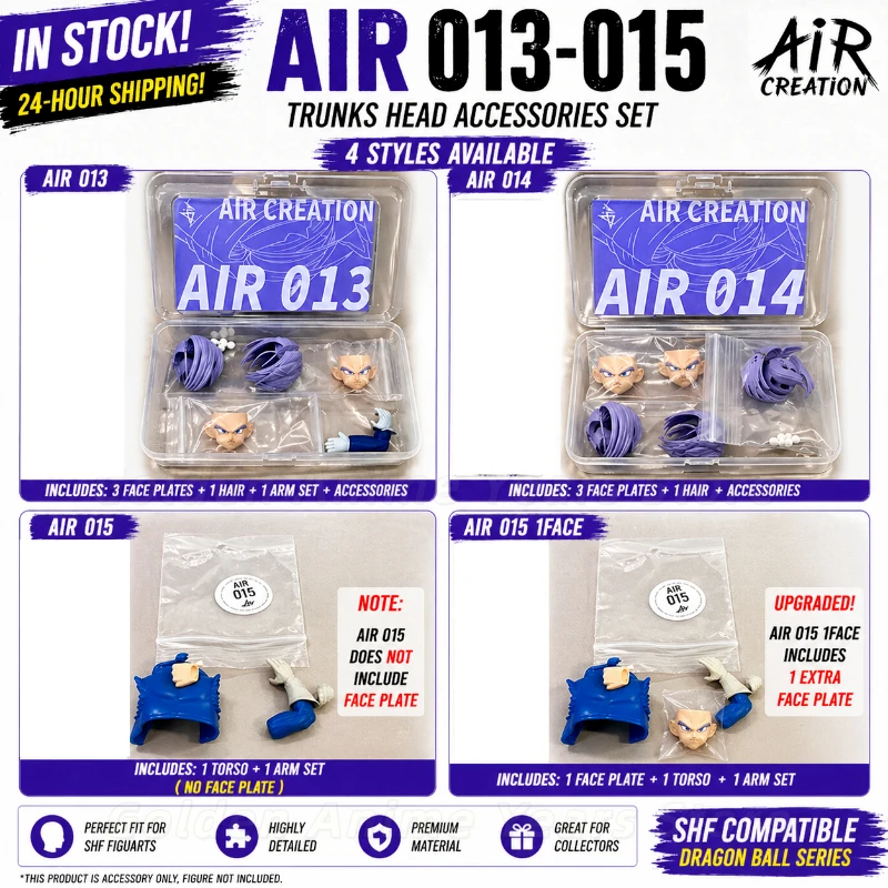 【In Stock】AIR Creation AIR013 AIR014 AIR015 Trunks Head Accessories Set for SHF Dragon Ball Figure Extra Face Parts Upgrade Kit