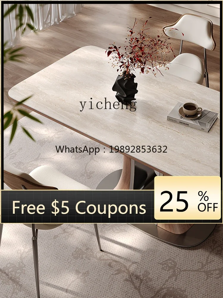 

AB new Chinese rock slab dining table rectangular solid wood household light luxury simple dining table