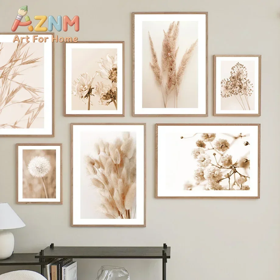 Beige Dandelion Reed Oats Tropical Plants Wall Art Canvas Painting Nordic Posters And Prints Wall Pictures For Living Room Decor