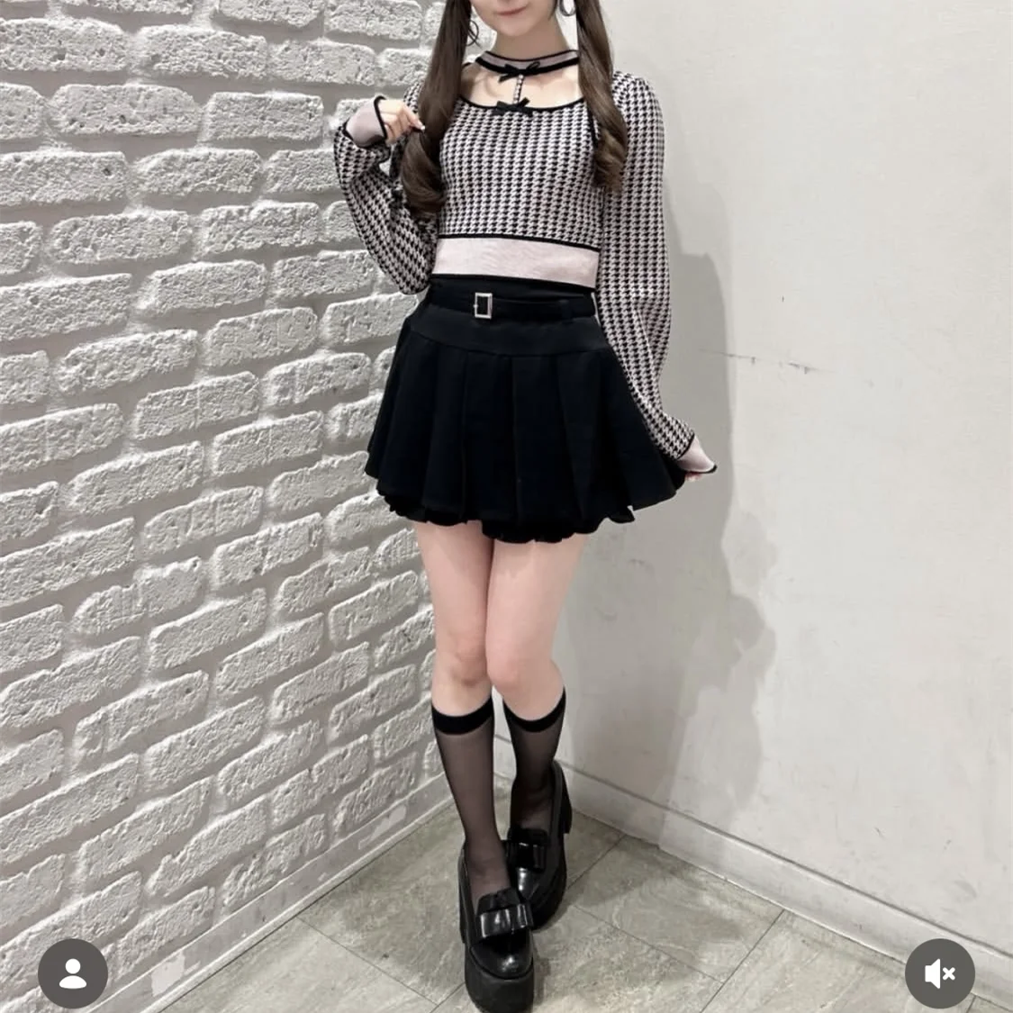 Japanese Style Elegant Sweet Plaid Jacquard Sweater Bow Rhinestone Chain Hollow Collar Long Sleeve Knitted Pullovers for Women