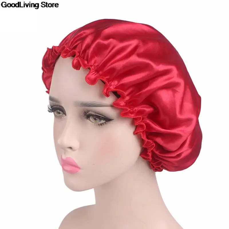 1PCS Hair Styling Satin Lace Sleeping Caps Fabric Hair Bonnet Satin Lined Sleep Cap Night Hat Adjust Shower Cap Silk Bonnets