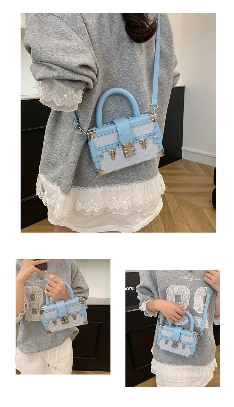 

2025 Новинка! Женская стильная сумка-коробка — переливающаяся искусственная кожа с цветными блоками, универсальное плечо/через плечо, уличный стиль премиум-класса