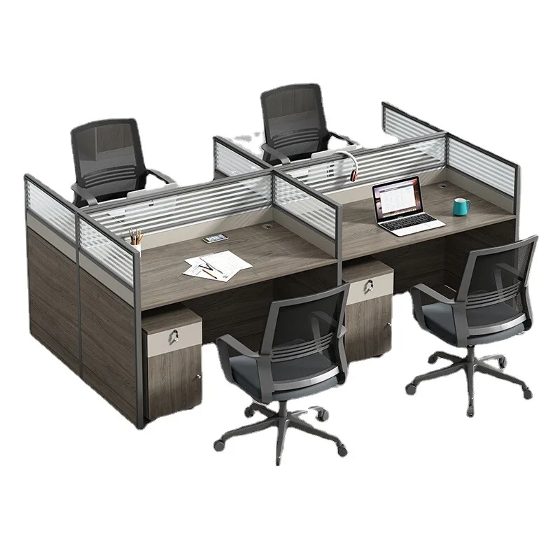 

Staff desk Office desk and chair combination Simple modern four-person staff desk Screen card space Desk Sub-office