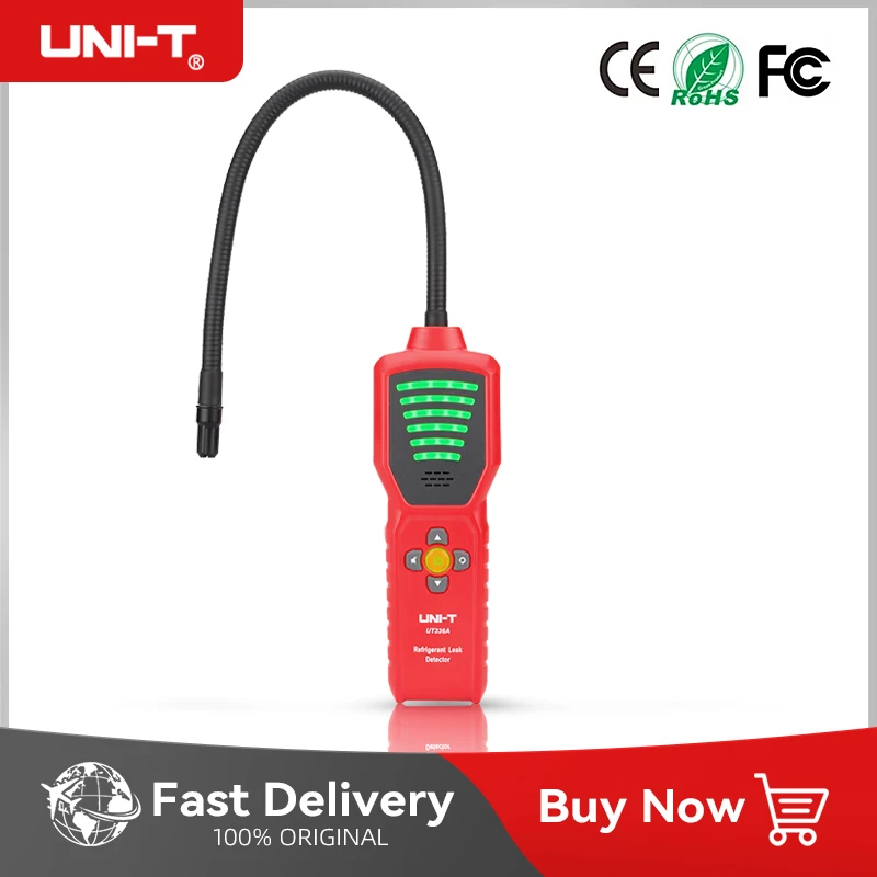 

UNI-T UT336A Refrigerant Leak Detector with 6-level Sound and Light Alarm for Freon Refrigerant Fluorocarbon Leak Detection