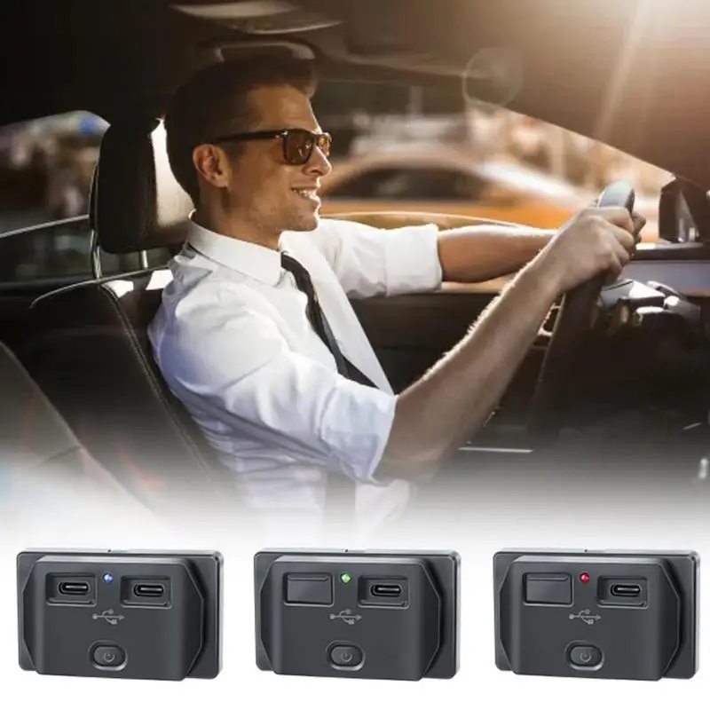 

Rv USB Outlet Dual USB Car Charger Waterproof Socket 12V 24V USB Charging Outlet Power Adapter With Button Switch For Car RV Bus