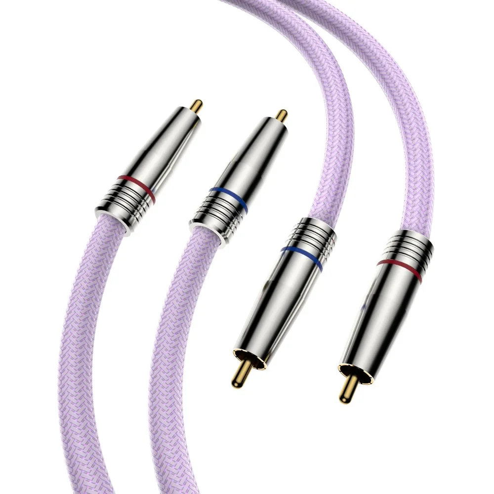 Audiocrast A85 Pure Silver RCA Audio Cable Purity 99.998% & PTFE Insulation 4N Pure Silver HiFi Audio RCA intereconnect