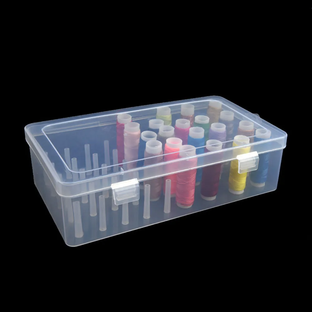 42 Spool Sewing Thread Organizer Box, Transparent Embroidery Sewing Storage Case, Portable Large Capacity Needle Thread Holder - view 5
