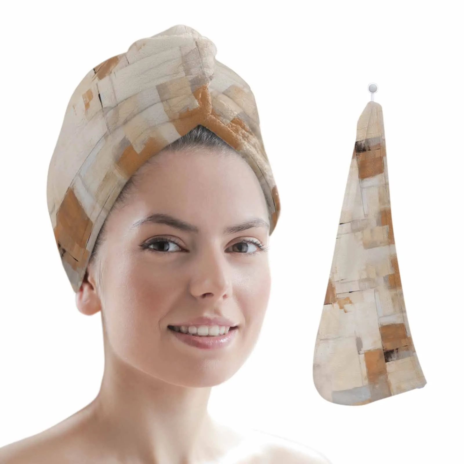 Brush Color Block Abstraction Quick-dry Hair Towel Cap Girl's Hair Drying Hat Bath Hat Microfiber Towel Hair Dry Cap