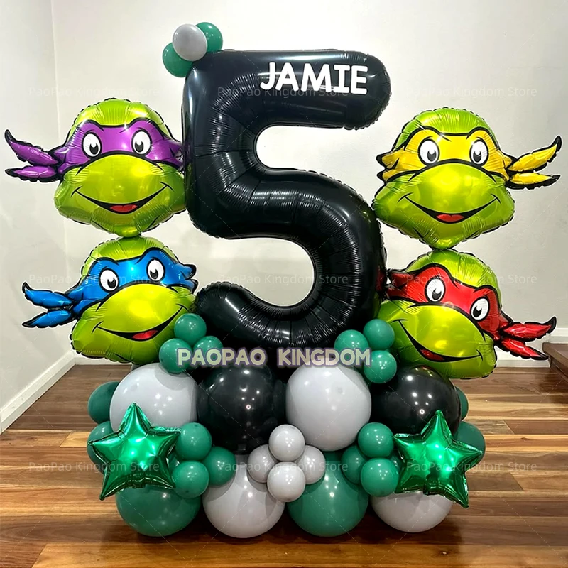 Balões Temáticos das Tartarugas Ninja para Decoração de Festa de Aniversário Infantil e Chá de Bebê