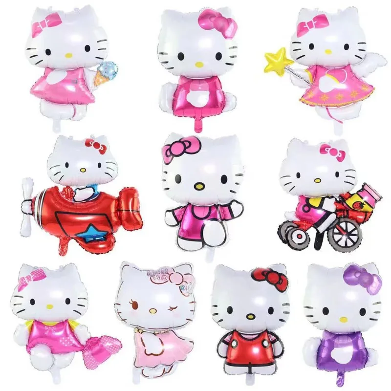 

10pcs Kawaii Hello Kitty Balloon Cute Cartoon Anime Party Birthday Decoration Desktop Decoration Student Toy Girl Gift Wholesale