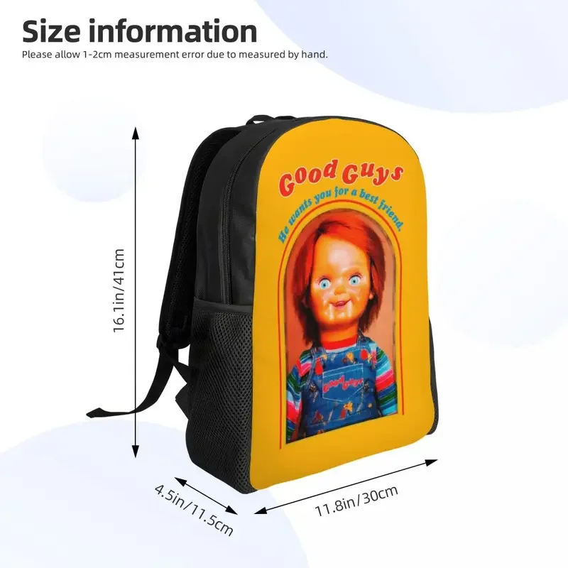 Chucky ransel Film Retro untuk pria wanita, tas punggung anak-anak, tas sekolah, tas kuliah, anti air, tas buku motif, tas permainan anak-anak