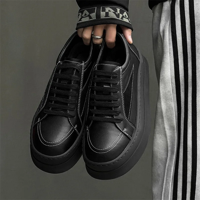 2026 New Men's Low-top, Thick-soled and High-quality Men's Round-headed Lace-up Breathable Casual Shoes Men's Shoes