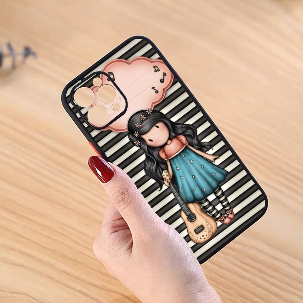 Gorjisses เคสโทรศัพท์มือถือลายตุ๊กตาน่ารักสีด้านโปร่งแสงสำหรับ iPhone 15 Pro 14 PRO MAX 13 11 12 MINI XS x XR 7 8 plus SE