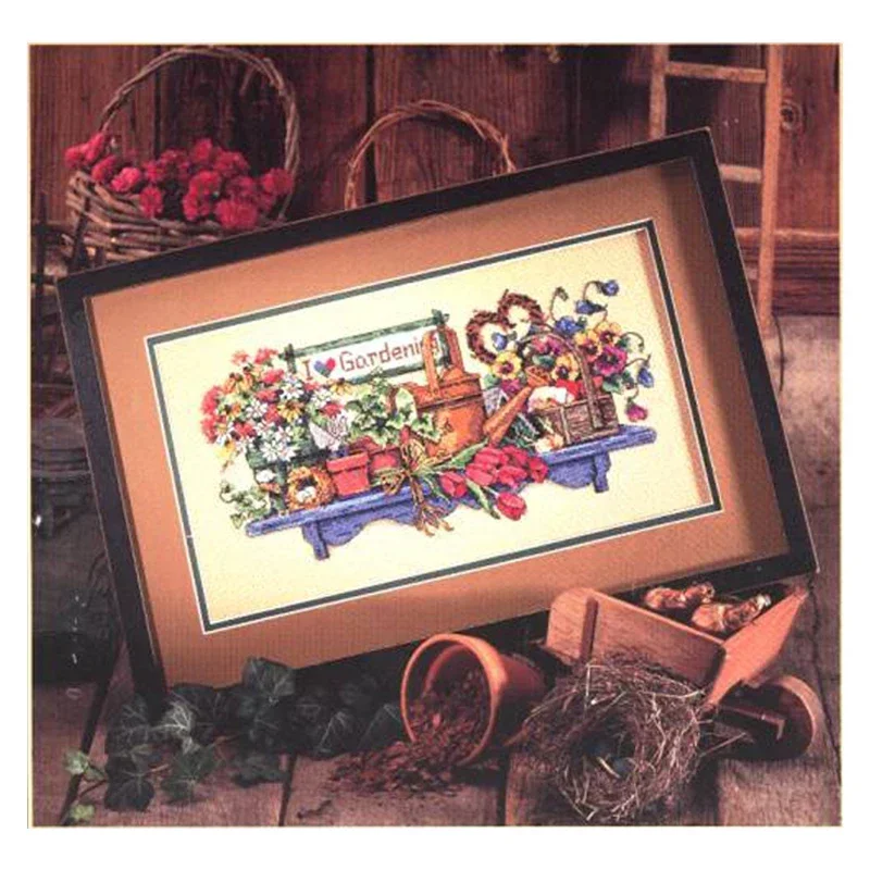 Amishop Gold Collection Lovely Counted Cross Stitch Kit I Love Gardening Garden Flowers Flower Dim 265 00265