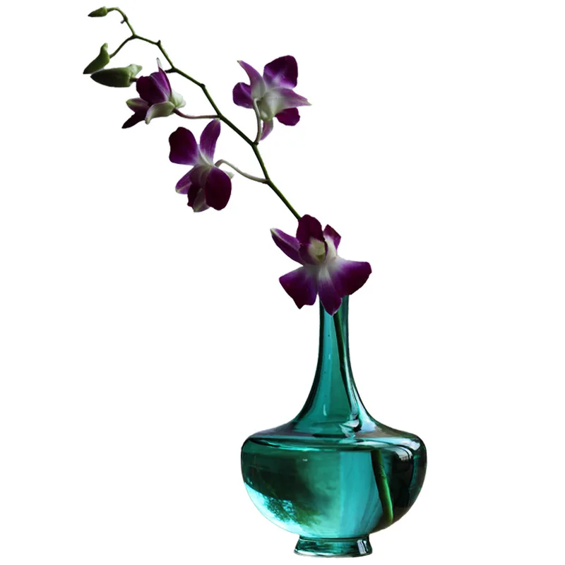

Jade green glass vase, tea ceremony flower insert, Chinese water culture device