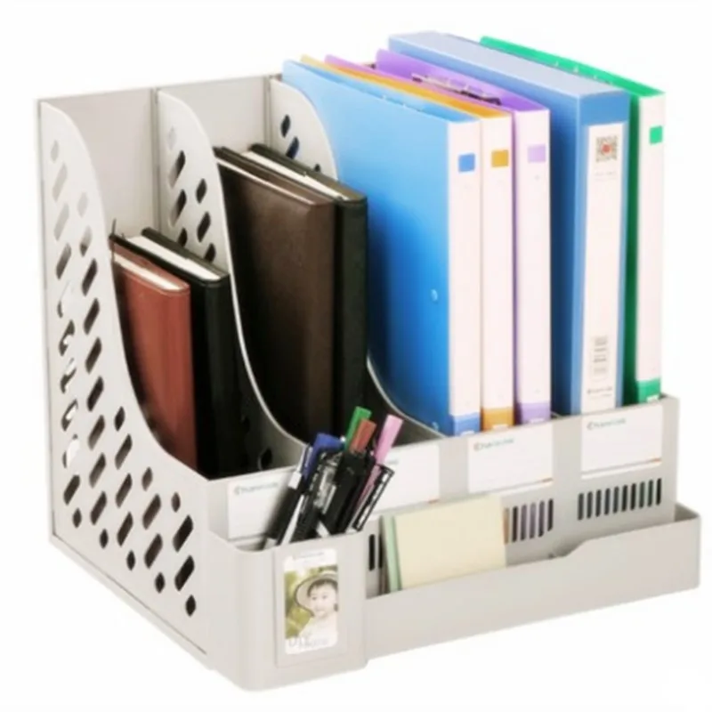 4 Layers File Tray File Document Holders Desk Set Book Holder Bookend Organizer Office School Supplies Desk Accessories