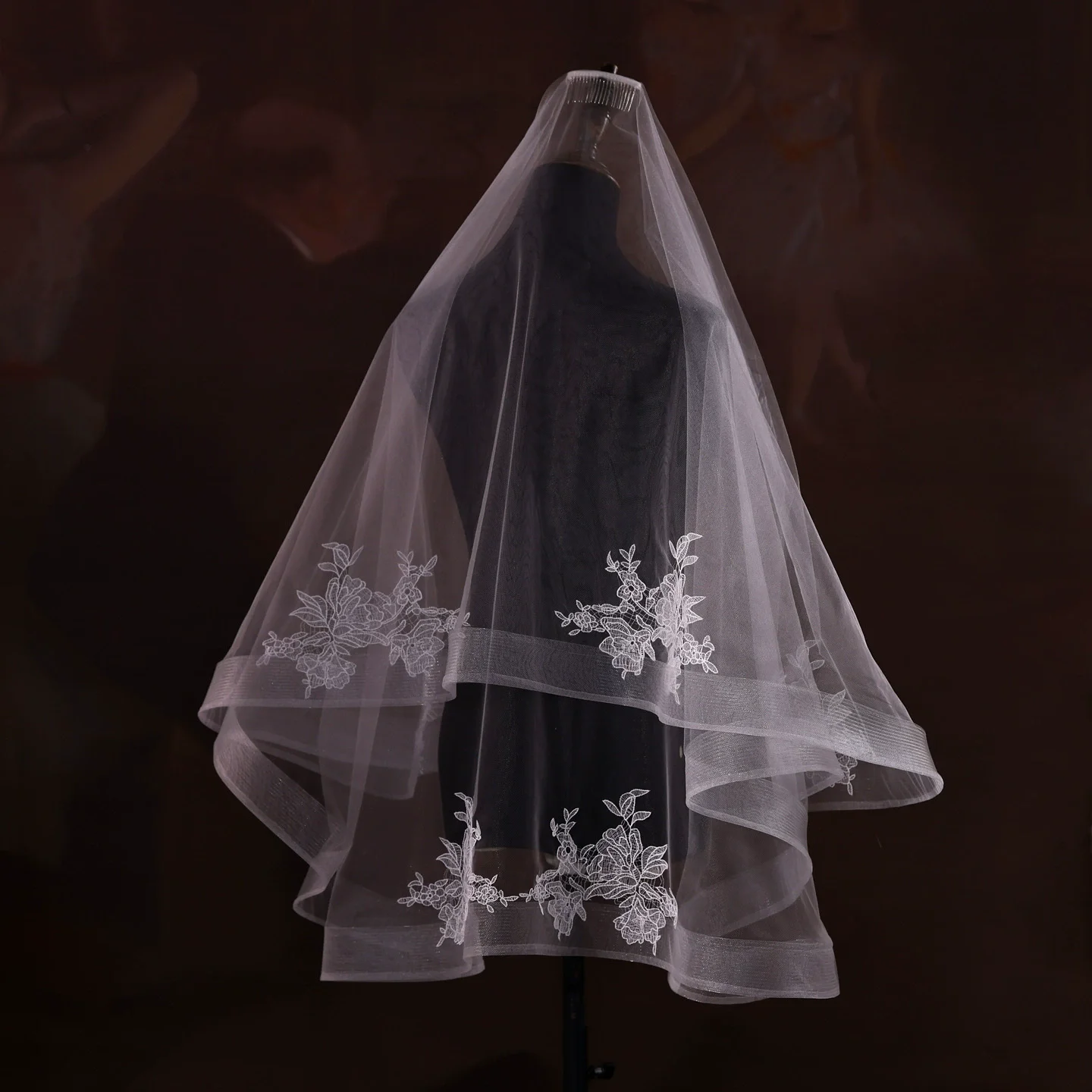 

Mingli Tengda Ретро эластичная сетчатая высокопрозрачная фата двухслойная кружевная фата для свадебной церемонии, закрывающая лицо