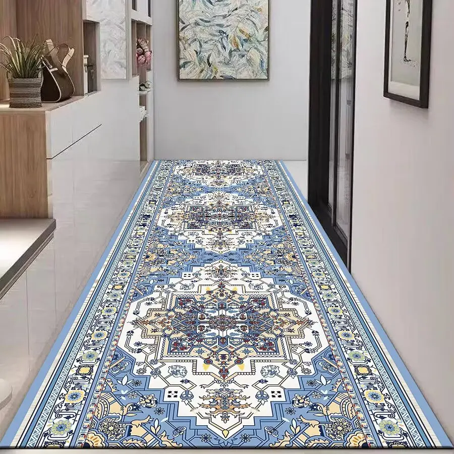 Vintage Pattern Carpet Mat Rug Long Rectangle Home Decoration for Living Room Corridor Non-slip Soft Floor Mat for Hallway Decor