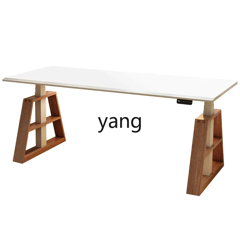 LMM Electric Lifting Table Solid Wood Computer Desk Workbench Desk