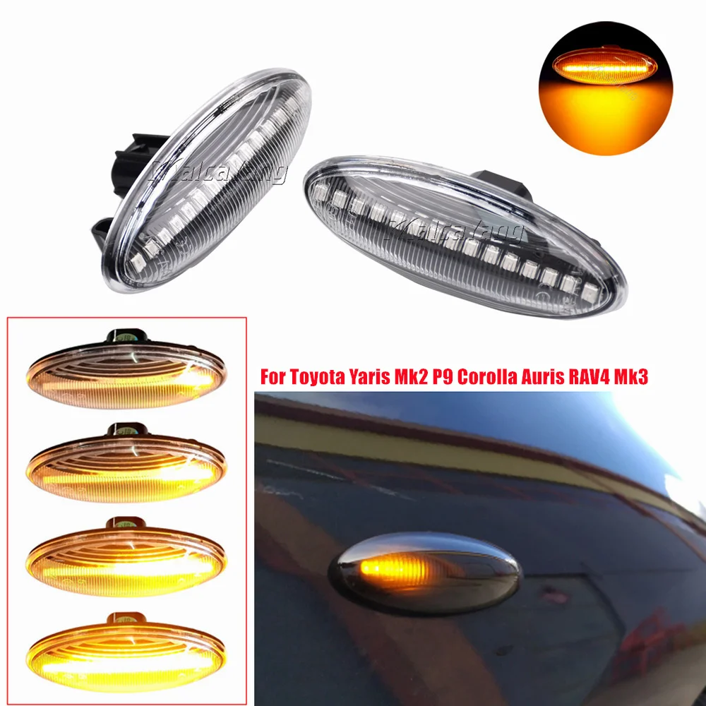 2pieces Led Dynamic Side Marker Turn Signal Lights Sequential Blinker Lamps For Toyota Yaris Mk2 P9 RAV4 Mk3 ACA3/ALA3 Auris Mk1