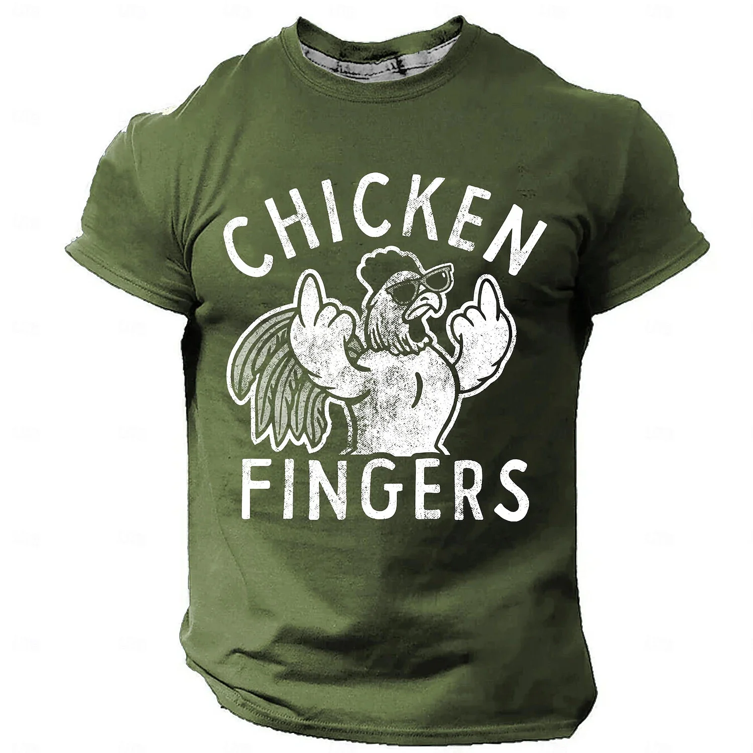 Summer men's casual T-shirt with high-quality 3D printing cartoon middle finger chicken men's daily sports running cool top