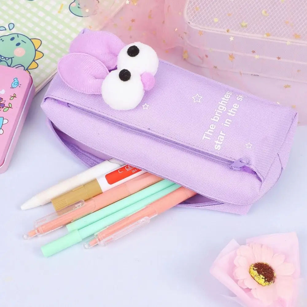 Large Capacity Cartoon Rabbit Pen Bag Dirty-proof Cute Stationery Storage Bag Oxford Cloth Fluffy Pen Organizer Pouch School