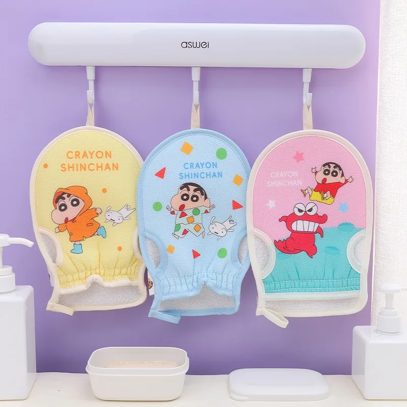 Crayon Shin-chan Scrub Exfoliating Gloves Back Scrub Dead Skin Massage Gloves Durable Cleansing Towels Body Shower Anime Mitt