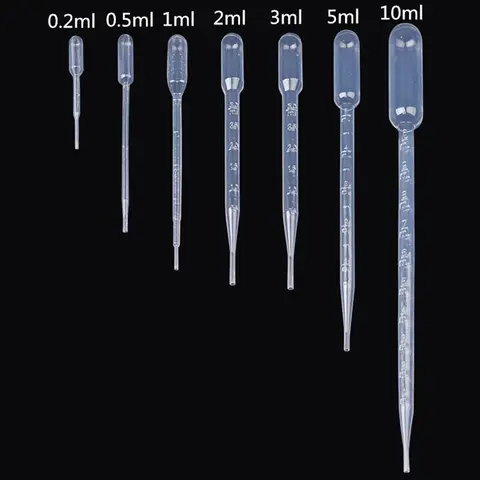10 조각 0.2 / 0.5 / 1/2/3/5 / 10ML 실험실 피펫 플라스틱 일회용 졸업 용기 액체 Dropper 장비 밀짚