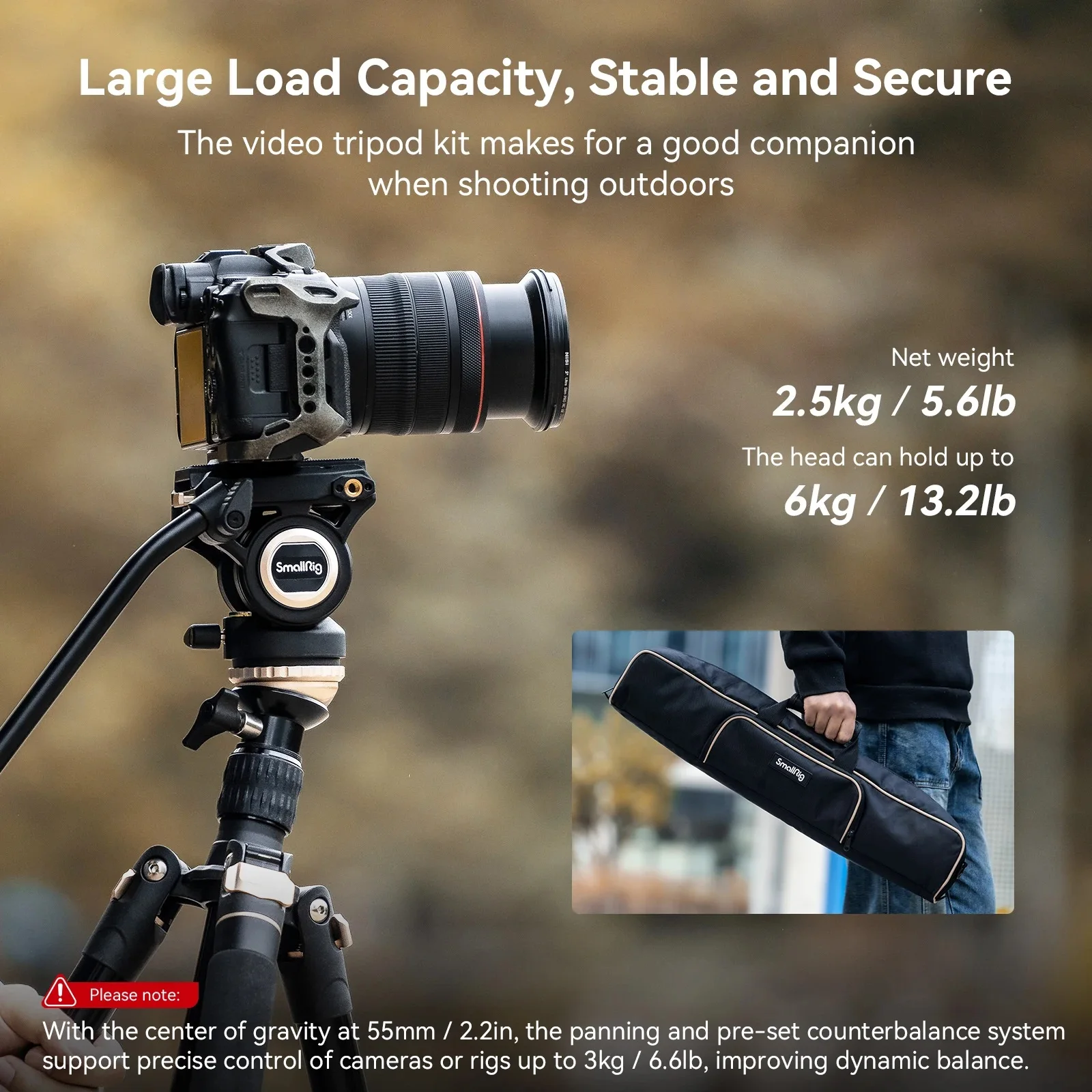 SmallRig CT-210 profesjonalny zestaw statywu do kamery wideo Monopod z podstawą poziomującą głowica płynu do kamery wideo DSLR