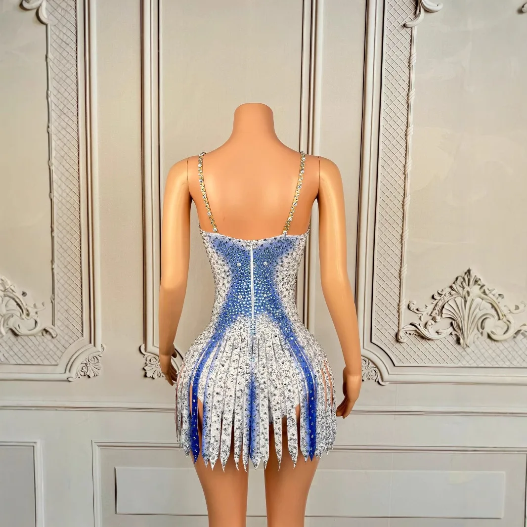 의상 소녀 그룹 나이트 클럽 바 전체 다이아몬드 서스펜더 냉동 Onesie 여성 가수 댄스 팀 Vestido Cerimônia Mulher Elegante