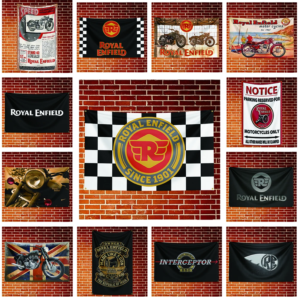 R-Royal E-enfield Flag Banner For Fan Cave Watch Party Tailgate Gathering Indoor Outdoor Backyard Home Festival Ornament Supply