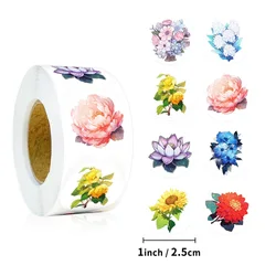 500PCS Vintage Flower Sticky Paper Sticker Labels Thank You Sticker Sealing Stationery Supplies Decoration Scrapbooking for Kids