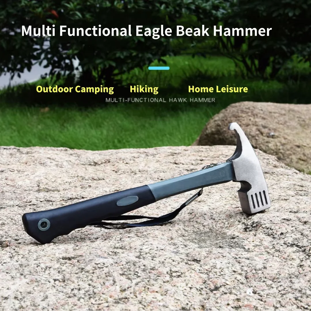 

Multi-purpose Camping Hammer, Tent Nail Hammer with Tent Post Remover and Safety Grip Belt, Outdoor Camping and Hiking Tools