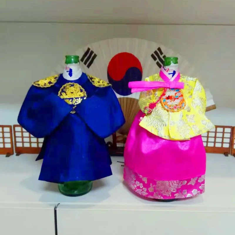 Coperchio per bottiglia di vino coreano Hanbok tessuto stile di abbigliamento confezione di vino rosso decorazione in stile coreano coperchio