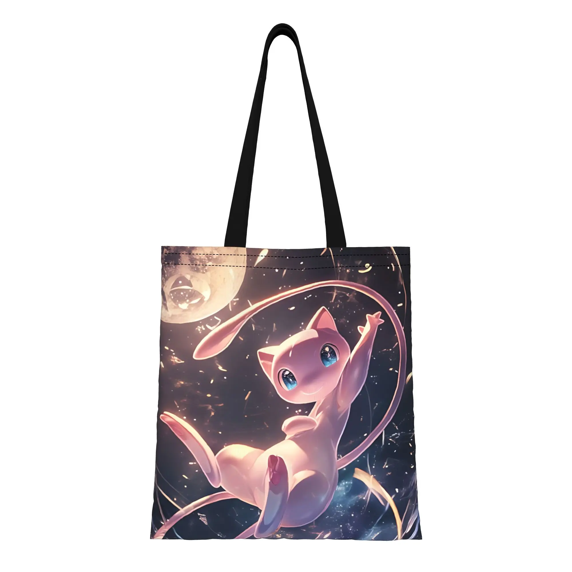 

1PC back to school Large Capacity Mew And Mewtwo pokemon funko Canvas Tote Bag Foldable Chic Pattern Gifts