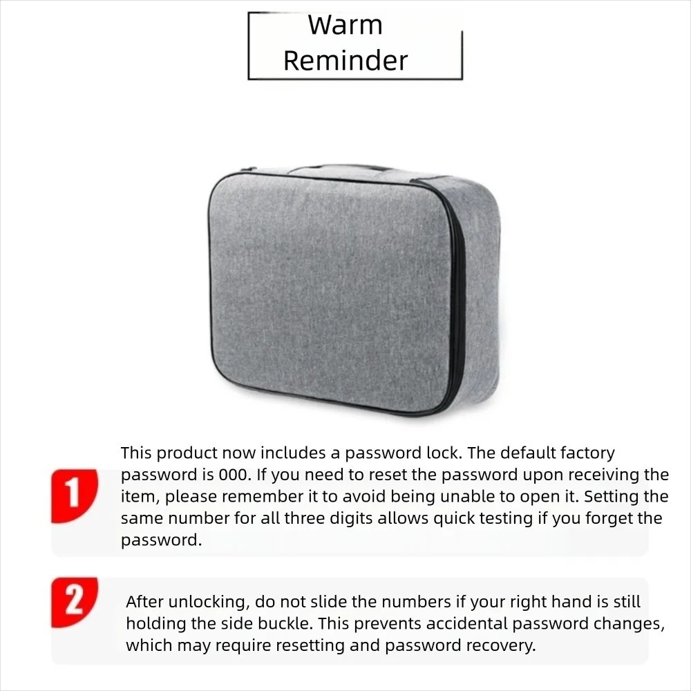 Abschließbare Dokumentenaufbewahrungstasche mit großer Kapazität, tragbar, langlebig, mehrschichtig, Familiendokumententasche, wasserabweisende Tragetasche