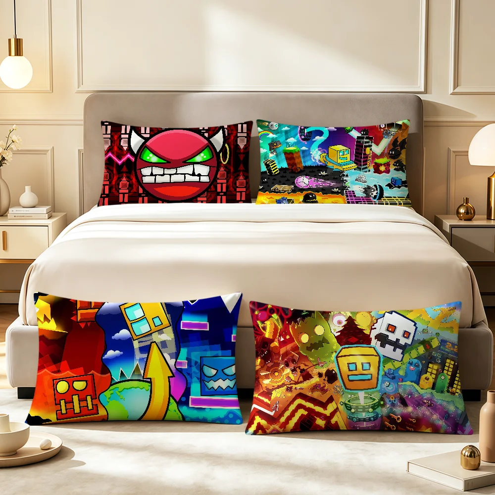 Fotografia 6: Capa de Almofada Fun Game Geometry D-Dash Lite, Capa de Almofada Retangular Macia para Decoração de Sofá, Sala de Estar, Dormitório, Presente