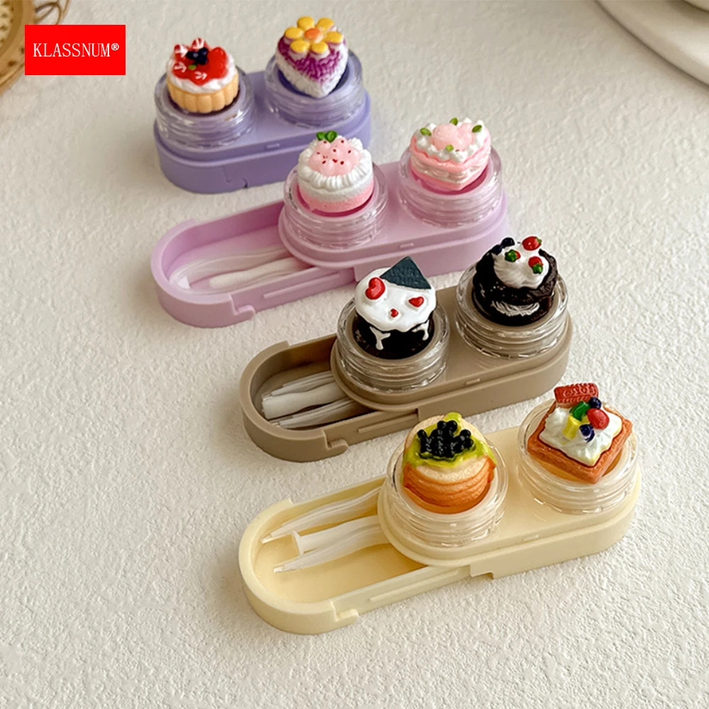 KLASSNUM Portable Cute Cartoon Contact Lens Case Drawer Design Color Contact Lenses Box Container Storage Case Travel Accessory