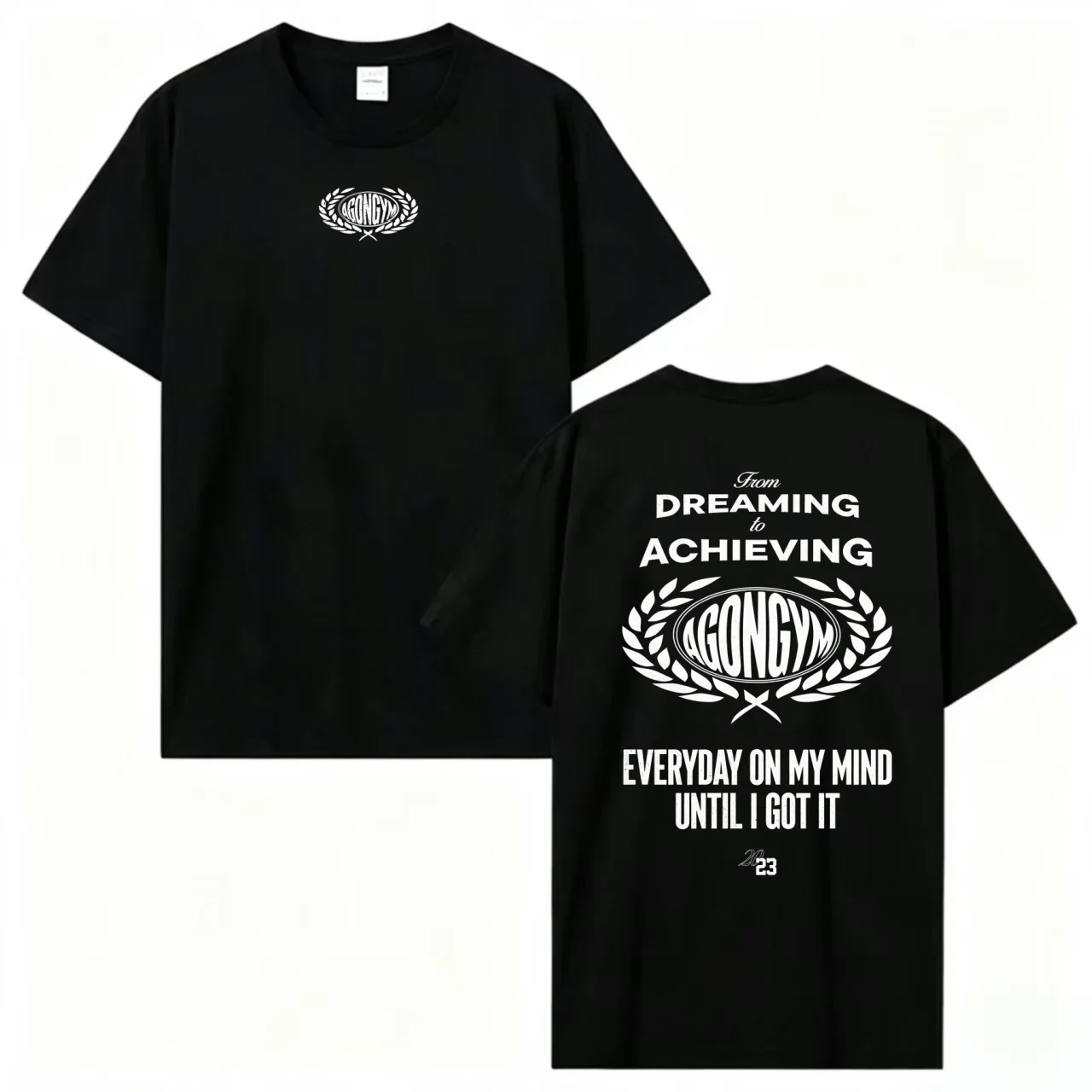 Mens Motivational Gym T‑Shirt Letter Slogan Graphic Print Short Sleeve Crew Neck Tees Casual Street Workout Fitness Black Tops