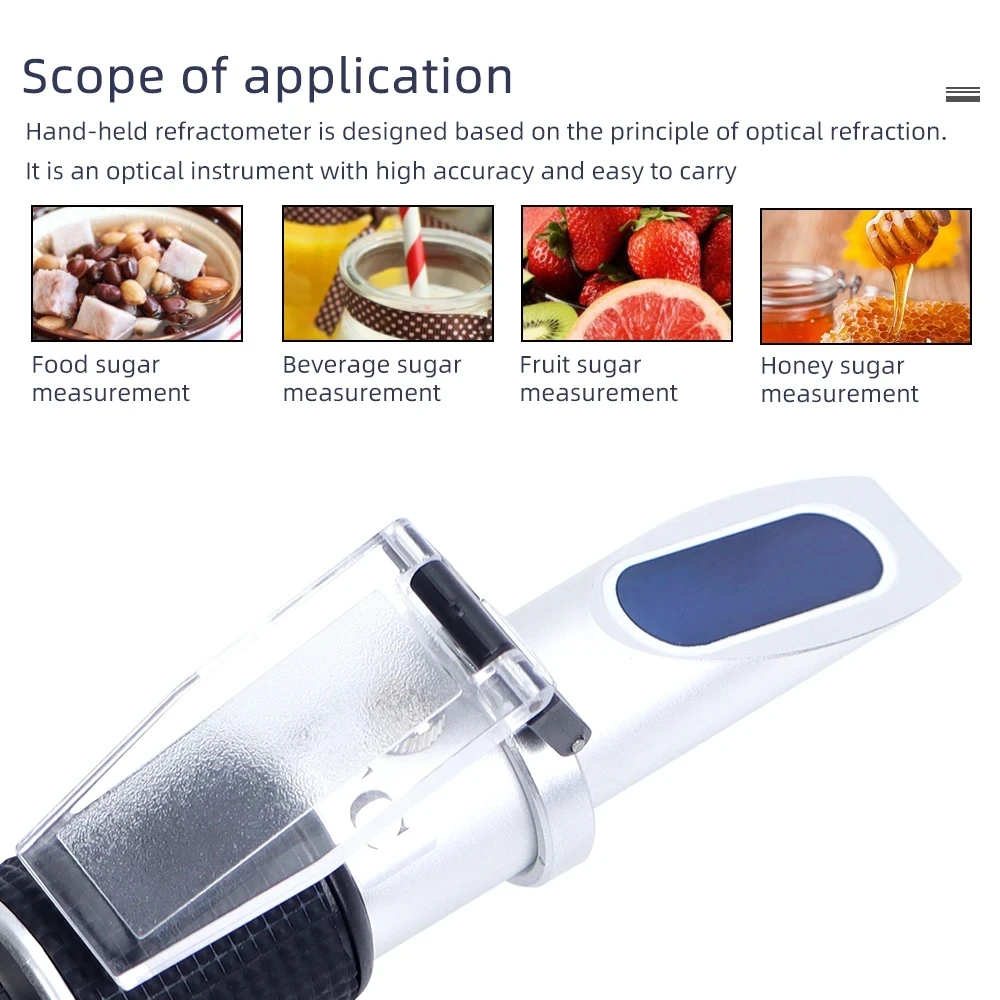 Misuratore di concentrazione di zucchero rifrattometro per miele portatile 0-80% Tester per saccharimetro Brix 0-80% per miele, frutta, zucchero alimentare ATC